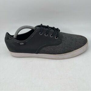 Van’s Men’s Off the Wall-SZ 10.5-Black Leather Grey Houndstooth Canvas Sneakers